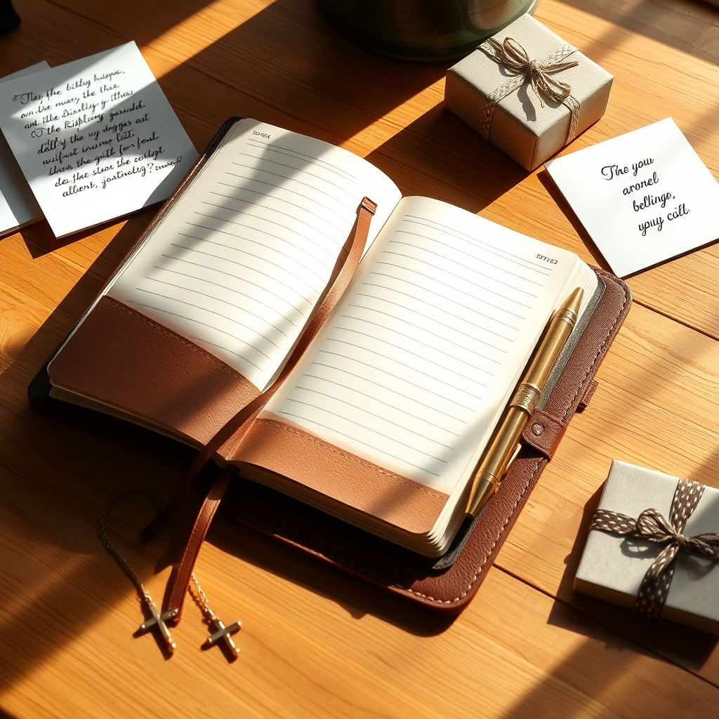 leather journal in action